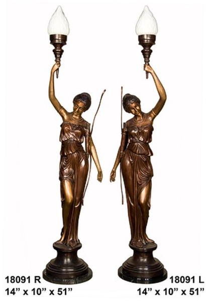 Bronze Ladies Torchieres - AF 18091