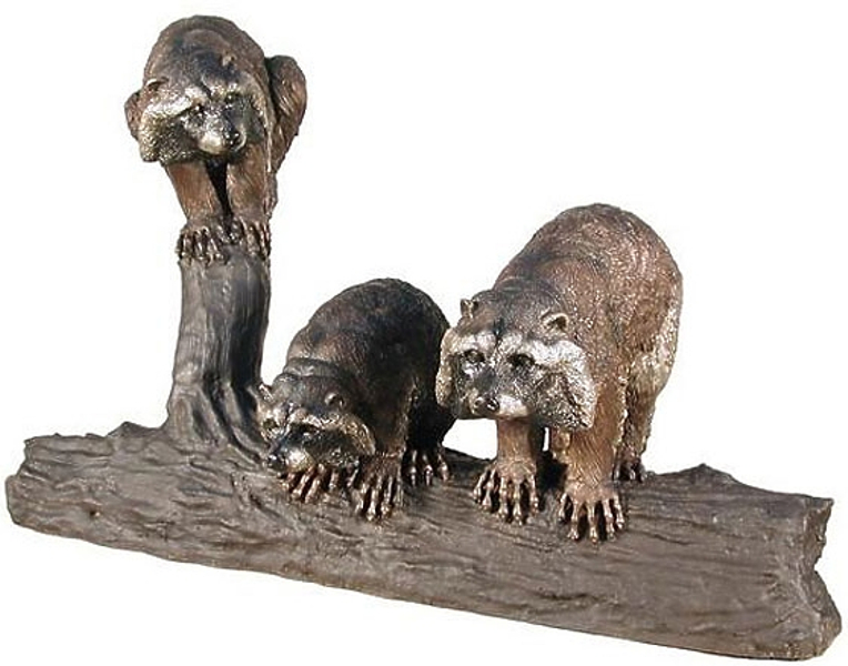Bronze Raccoons Fountain - AF 29458