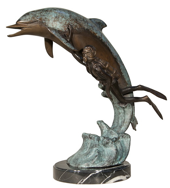 Bronze Dolphin Statue - AF 47005M