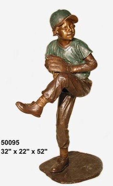 Bronze Baseball Pitcher Statue - AF 50095