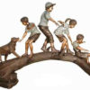Bronze children & dog on a tree stump statue (2021 Price)