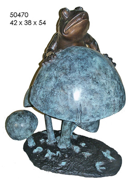 Bronze Frog Mushroom Fountain