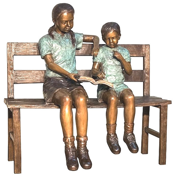 Bronze Children Bench Reading (2019 Cheap Price)