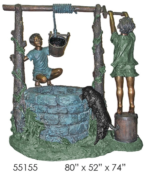 Bronze Kids Wishing Well Fountain - AF 55155