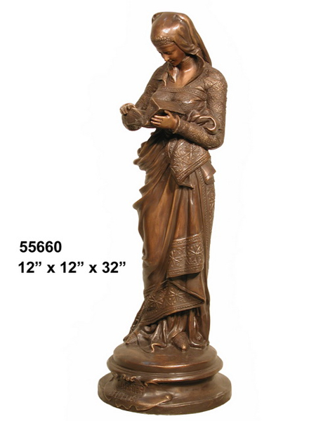 Bronze Lady Reading Statue