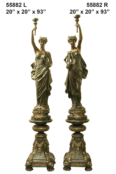 Bronze Ladies Torchiere Lamps - AF 55882