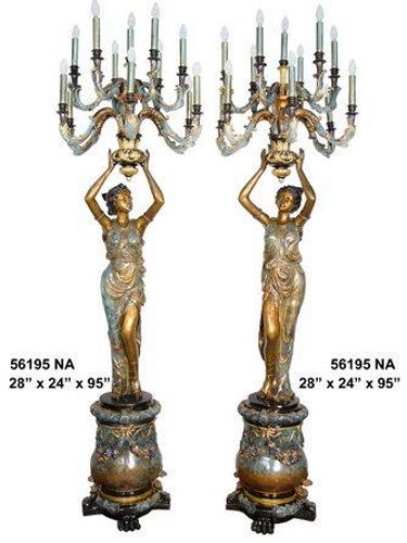 Bronze Ladies Torchiere Lamps