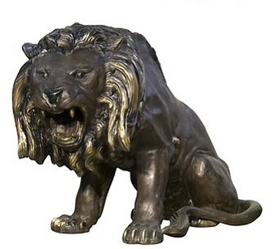 Bronze Growling Lion Statue - AF 56666