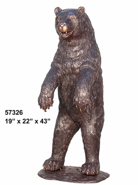 Standing Bronze Bear Statue - AF 57326