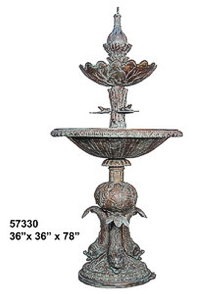 Bronze Scalloped Tiered Fountain