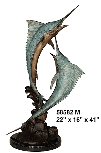 Bronze Fighting Swordfish Statue (2021 Prices) - AF 58582M