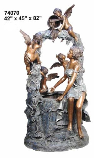 Bronze Maiden Angels Wishing Well Fountain - AF 74070