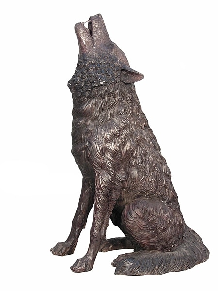 Bronze Howling Wolf Statue - AF 75032