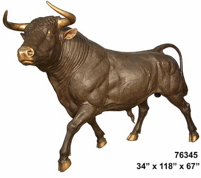 Life-Size Bronze Bull Mascot Statue - AF 76345