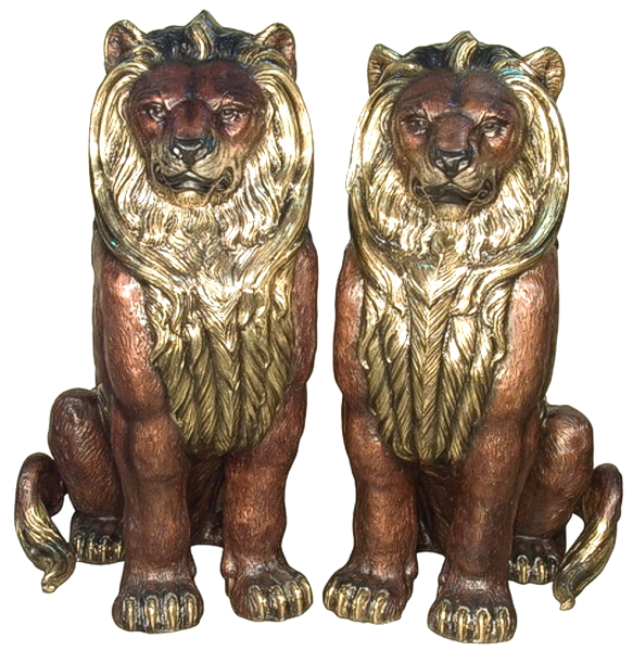 Bronze Lion Statues - AF 81177-78