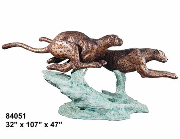Bronze Cheetah Statues - AF 84051