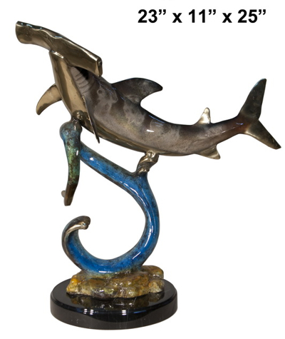 Bronze Hammerhead Shark Statue - AF 90023ND