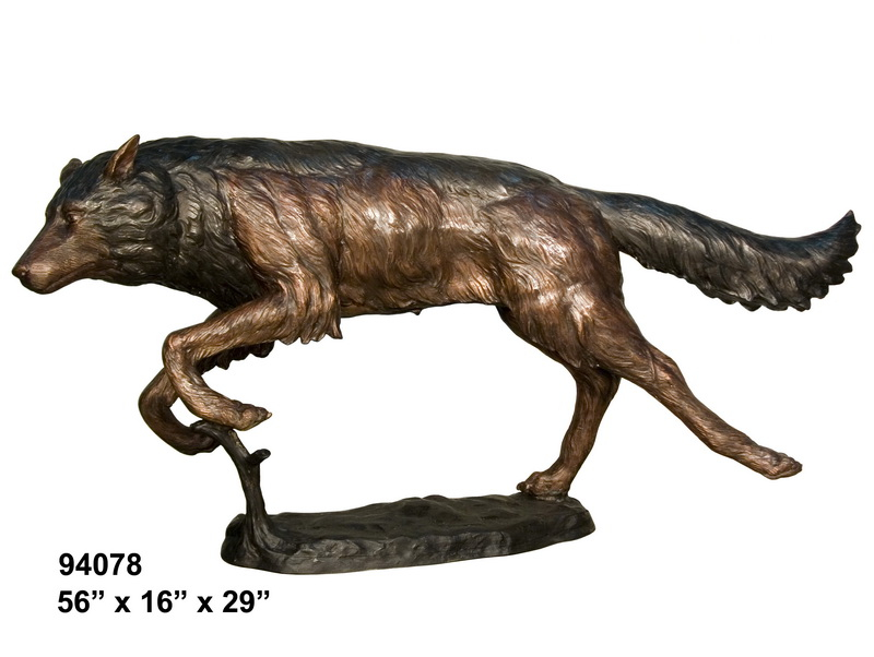 Bronze Running Wolf Statue - AF 94078