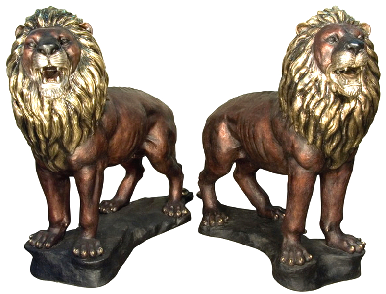 Bronze Growling Lion Statue - AF 96001