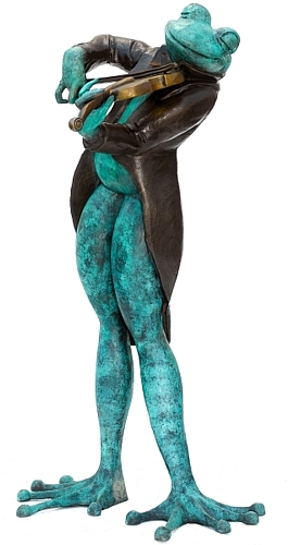 Bronze Frog Violin Statue - ASB 827