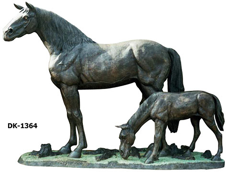 Mare & Foal Horse Bronze Statue - DK 1364