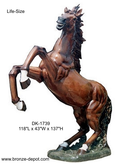 Bronze Rearing Life Size Horse