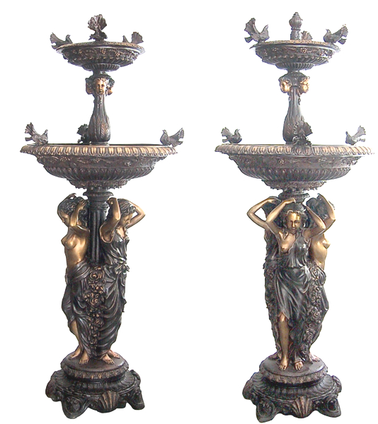Bronze Ladies Birds Tiered Bowl Fountain (2021 Price) - DK 2085B