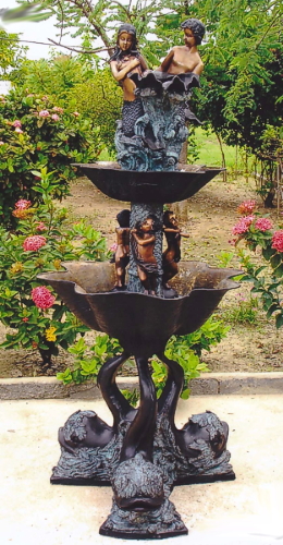 Bronze Children Merman & Mermaid Fountain