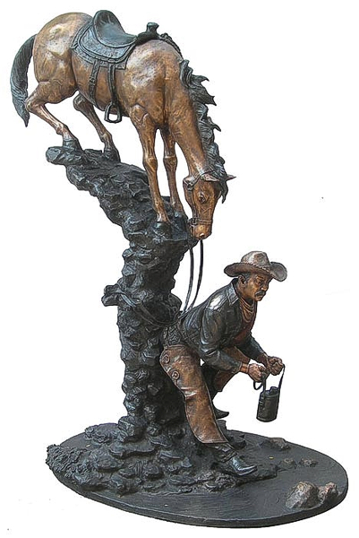 Bronze Cowboy & Horse Statue (2021 PRICE) - DD E-307