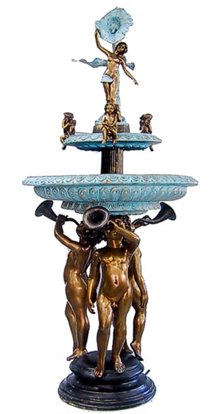 Bronze Boys Blowing Horn Fountain - DD F-6012