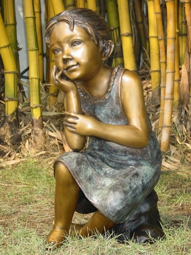 Bronze Girl Kneeling Statue