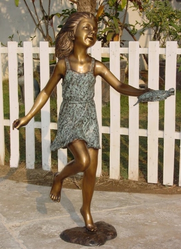 Bronze Girl Skipping Statue - KT P-720