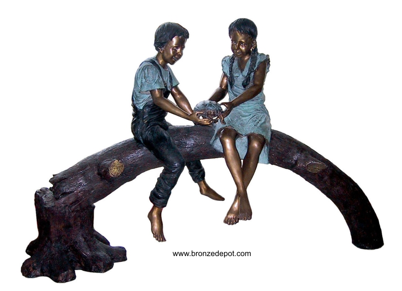 Bronze Kids Tree Log Statue - DD G-048