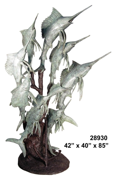 Bronze Jumping Sailfish Statue (2021 Price) - AF 28930-S