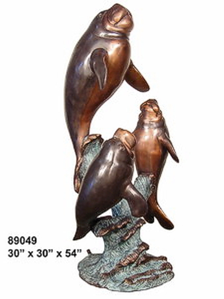 Bronze Manatee Family Fountains - AF 89049-F