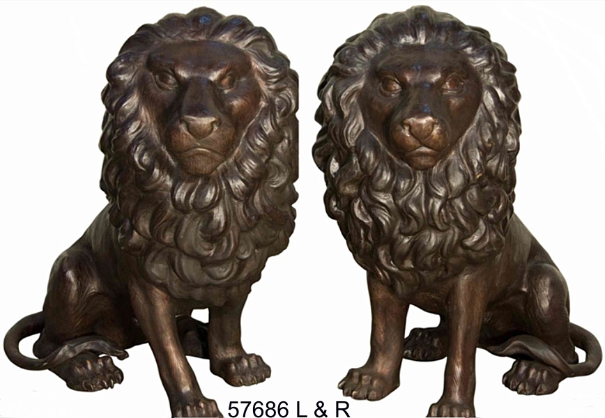 Bronze Sitting Lion Statues - AF 57686