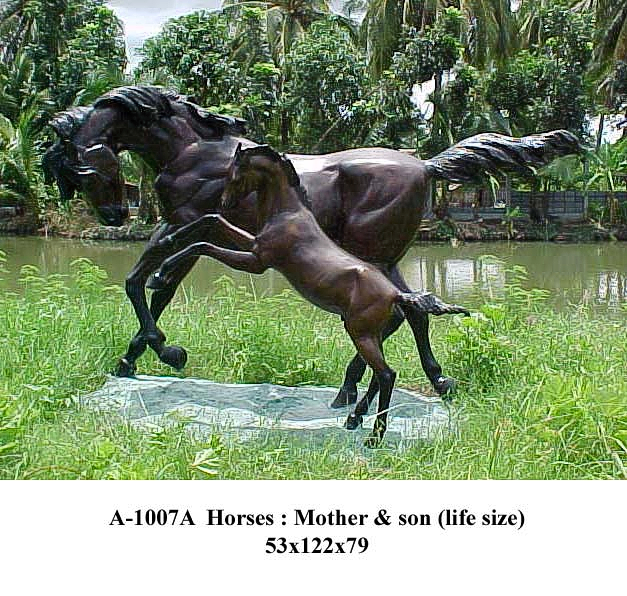 Bronze Life-Size Mare & Colt Frolic Statue (2021 PRICE) - PA 1007A
