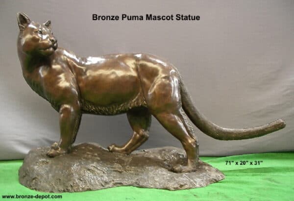 Bronze Puma on Rock Statue
