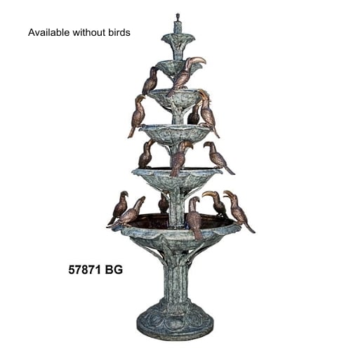 Bronze Six Tier Bird Fountains (available w.o. birds)