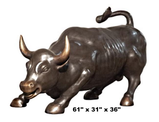 Bronze Snorting Wall Street Bull Statue - AF 47308