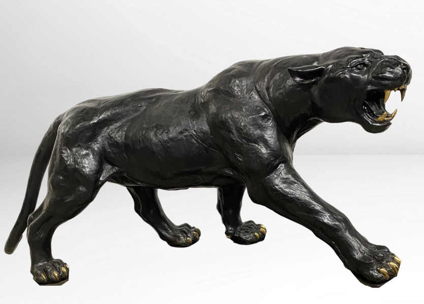 Bronze Growling Black Panther Statue - ASB 985
