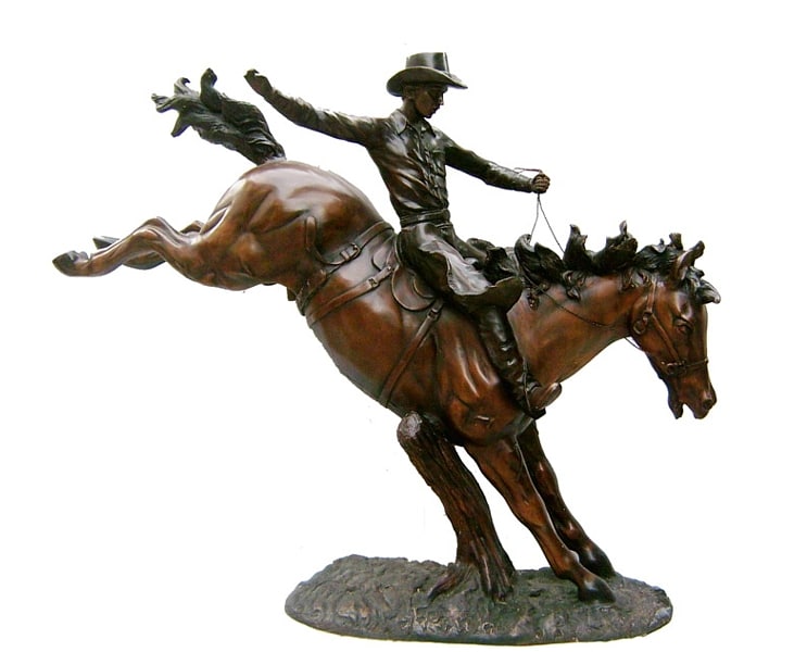 Bronze Rider on Bucking Bronco Horse Statue - DK 1952