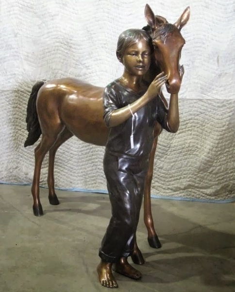Bronze Child & Pony Statue - DK 2395